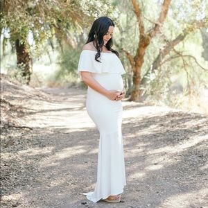 PinkBlush Ivory Ruffle Maternity Photoshoot Gown